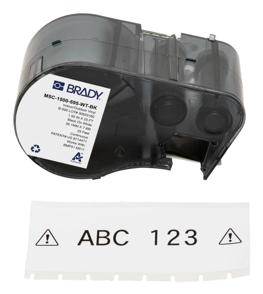 Brady M5C-1500-595-WT-BK vinila līmlenta, melna uz