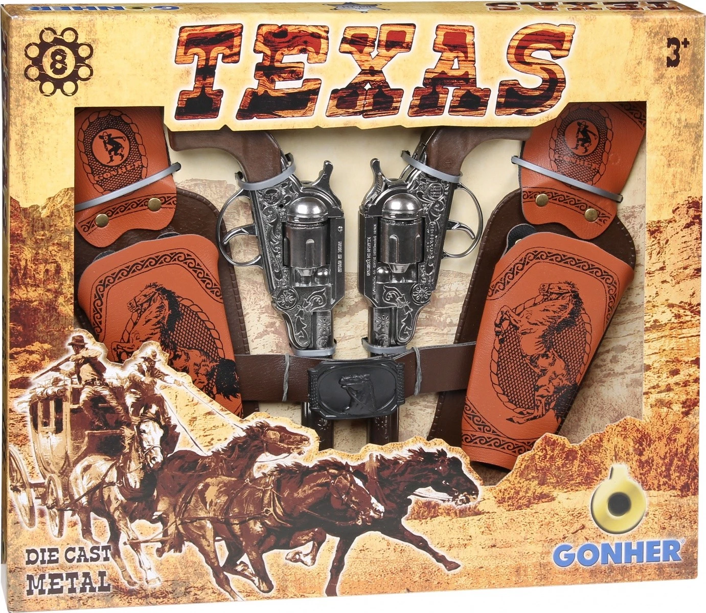 Gonher Coffert Texas Revolver 8 Coups