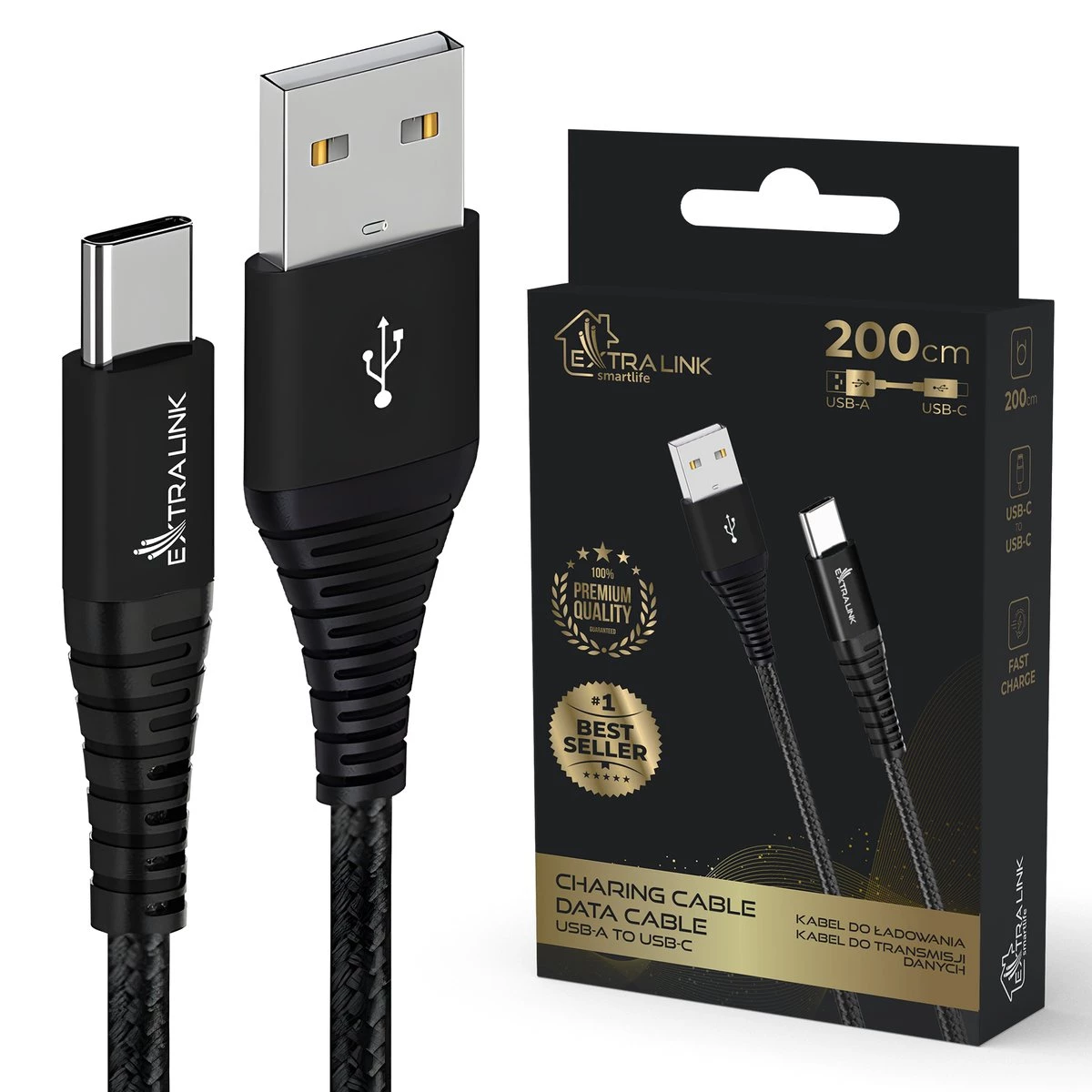 USB Type-A uz USB-C kabelis Extralink