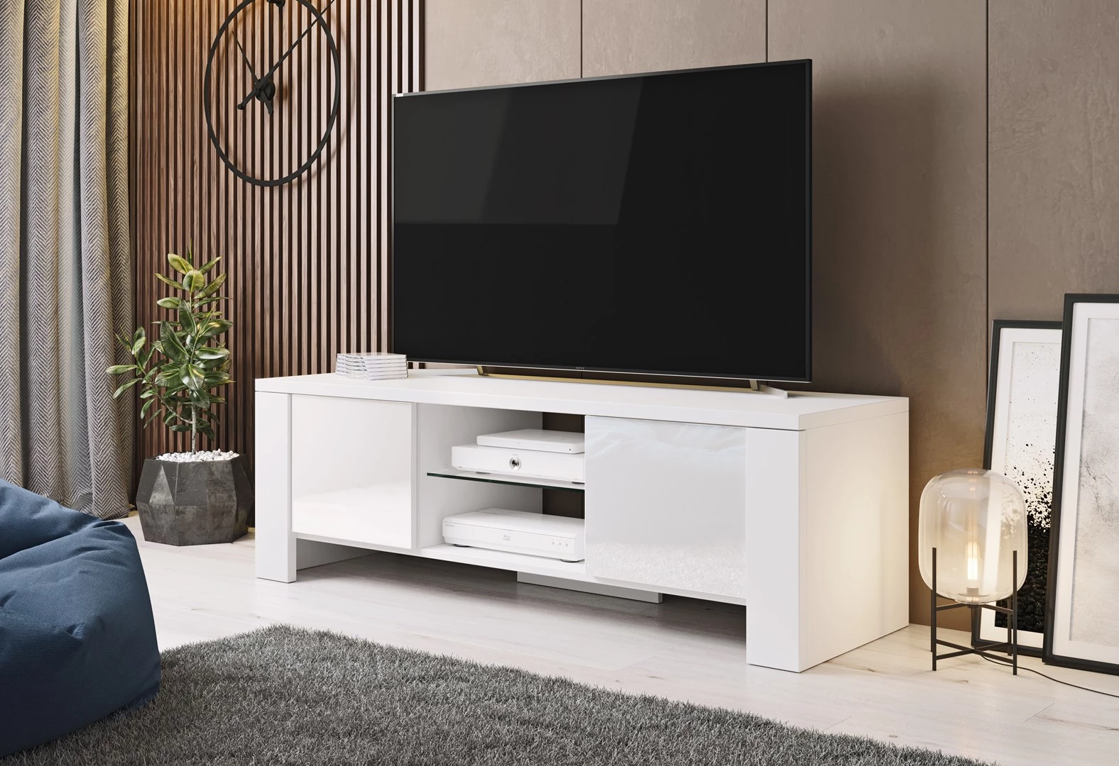 Cama TV statīvs WEST 42/130/42 balts/balts