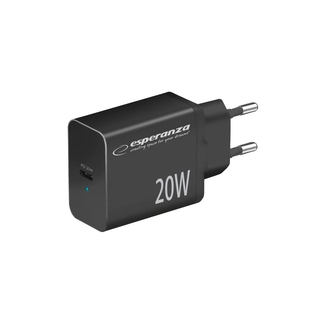 Maiņstrāvas lādētājs ESPERANZA EZC104K 20W Melns