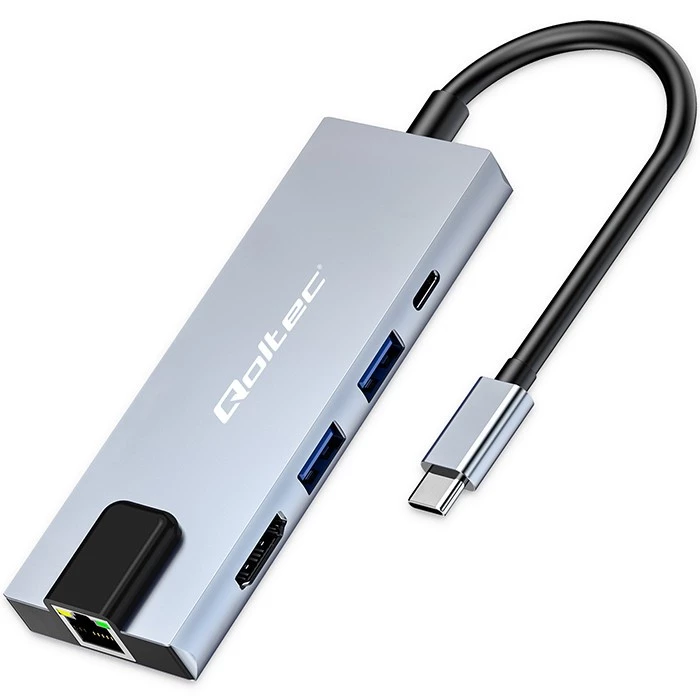 USB-C centrmezgls QOLTEC 53795 5-in-1 ar