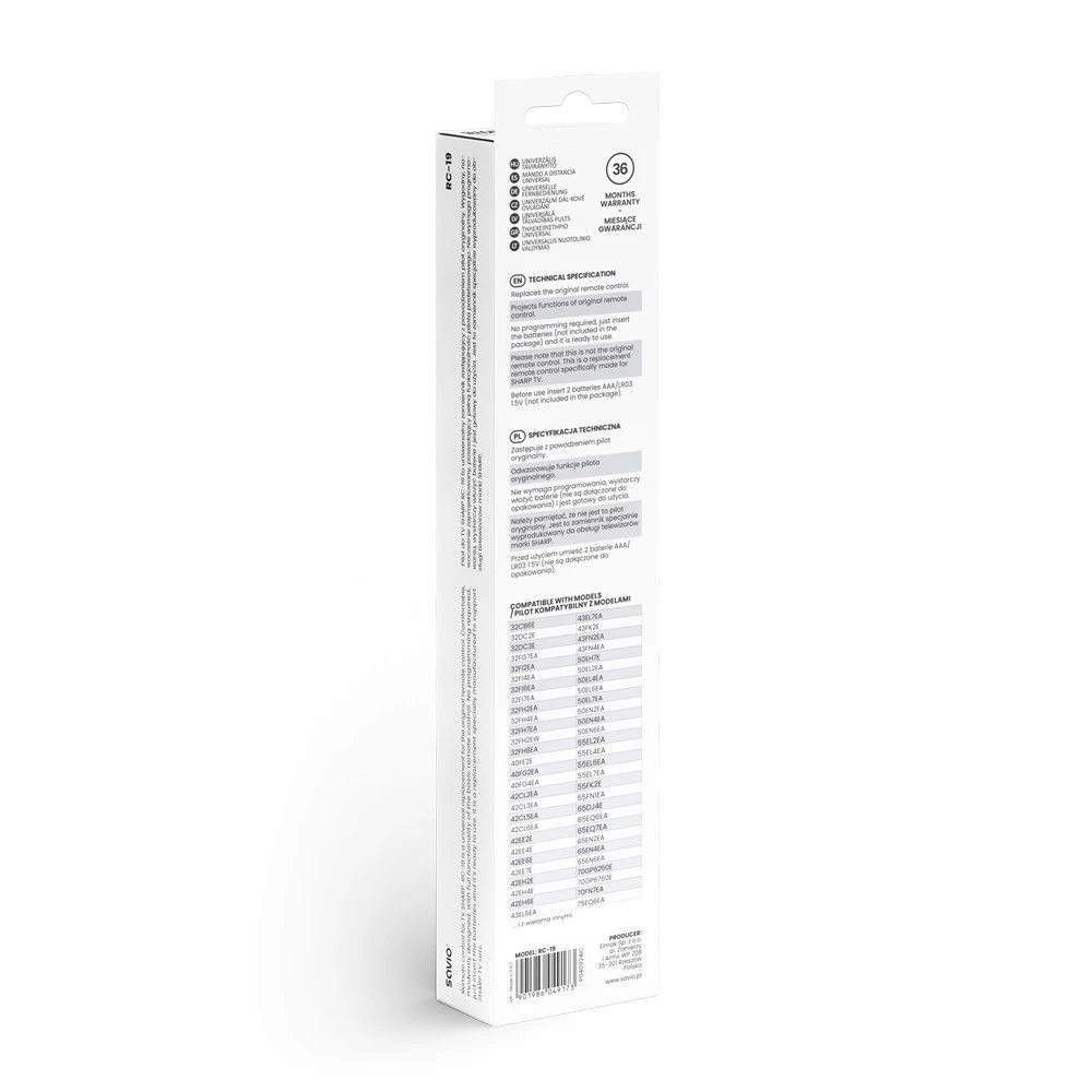 Universālā tālvadības pults SAVIO RC-19 Sharp