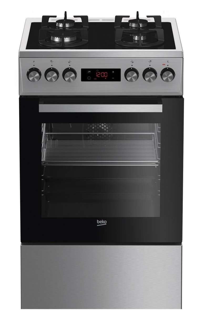 Brīvi stāvoša gāzes-elektriskā plīts BEKO FSMT55330DXDS