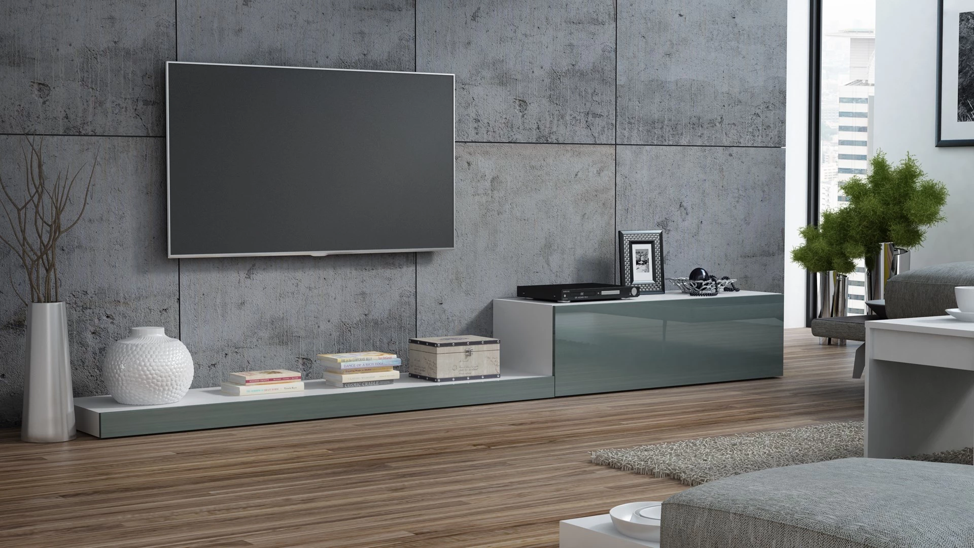 Cama TV statīvs LIFE 300/42/35 balts/pelēks