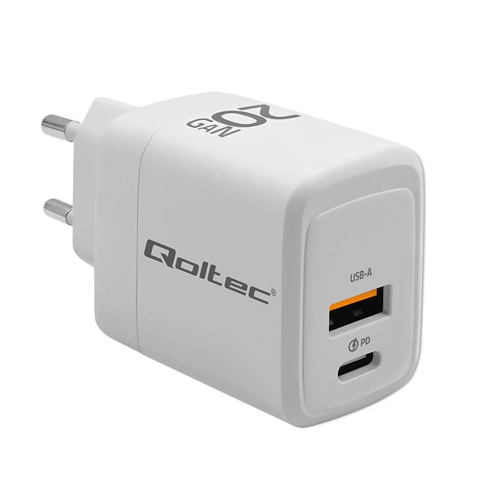 GaN lādētājs QOLTEC 51823 20W USB