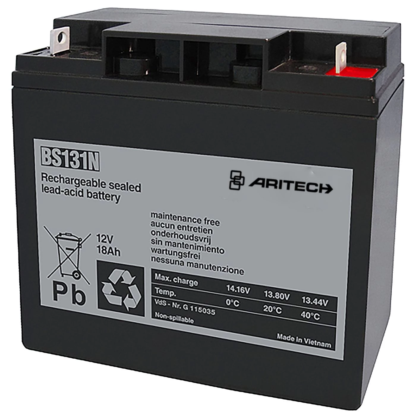 Aritech BS131N 12V 18Ah slēgtais svina-skābes