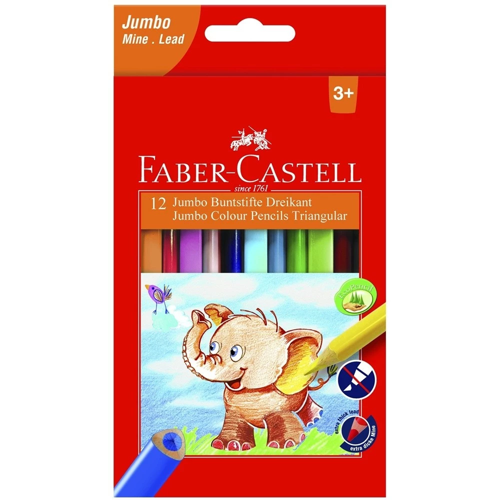 FABER-CASTELL krāsainie zīmuļi trīsstūrveida Jumbo 5