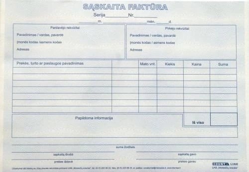 Sąskaita faktūra, A5, 2x50 0720-042