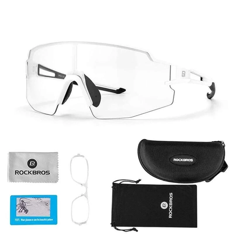 Rockbros 10172 UV400 baltas fotohromatiskas velosipēda