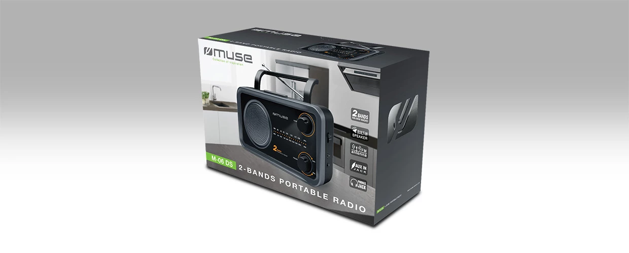 Muse M-06DS 2-joslu pārnēsājamais radio, AUX