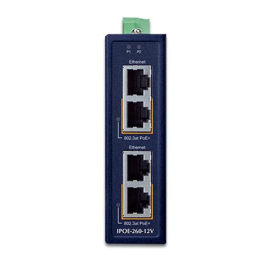 Industriālais 2-portu Gigabit Ethernet PoE+ injektors