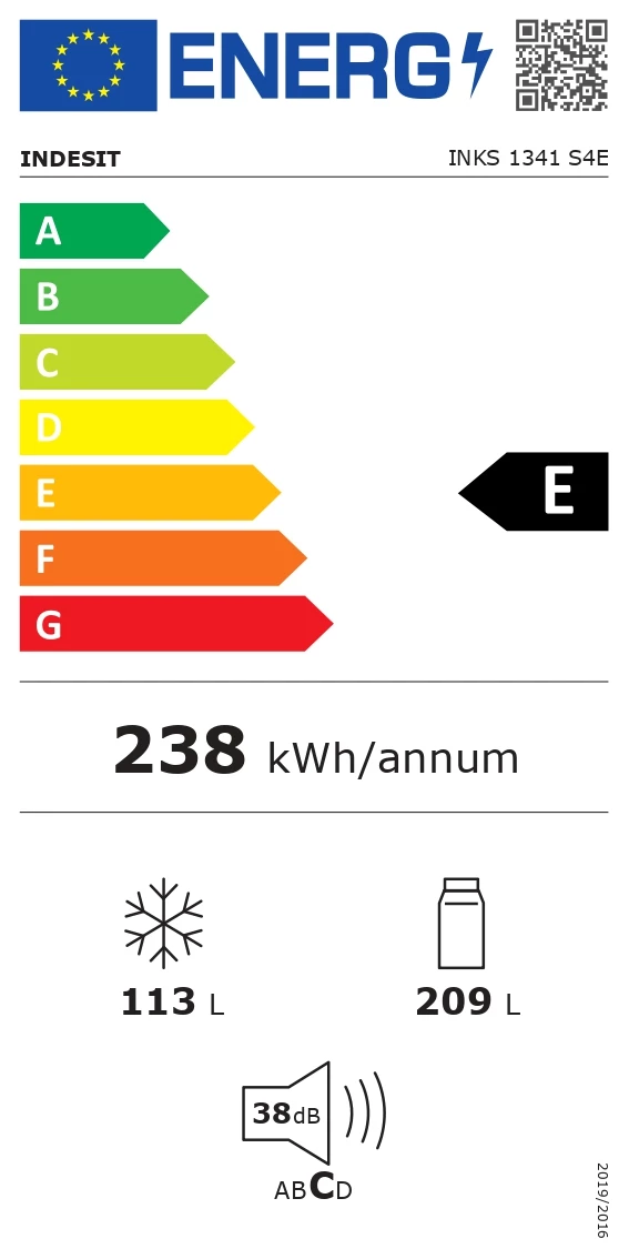Ledusskapis INDESIT INKS1341S4E — 340L (230L