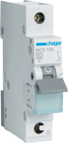 Hager MCS125 Automātiskais slēdzis 25A C-raksturlīkne