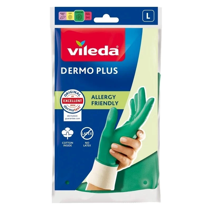 Vileda Dermo Plus `L` Cimdi Zaļi