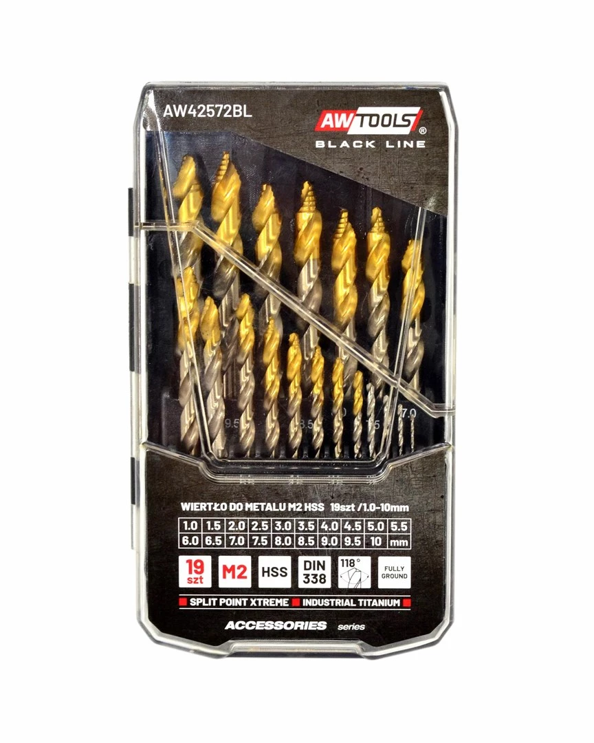 Urbju komplekts AWTools M2 HSS-TiN 19