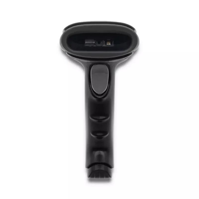 Rokas svītrkodu lasītājs QOLTEC 50868 — 1D/2D lāzera skeneris, USB vads un bezvadu, darba attālums 600 mm, melns