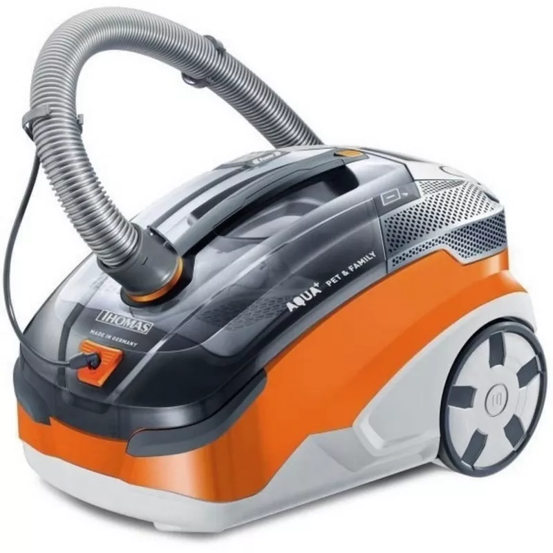 Putekļsūcējs cilindriskais THOMAS Aqua + Pet & Family 1.8 L — sausā un mitrā tīrīšana, 1700 W, oranžs/pelēks
