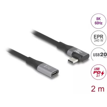 USB-C kabelis DeLOCK 81148 2m melns 20 Gbit/s