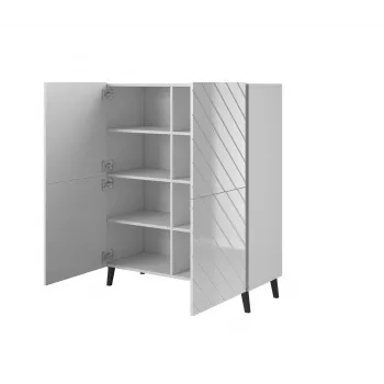 Plauktu sistēma cama meble ABETO 100.5 x 40 x 121.5 cm balta/spīdīgi balta, grīdas pie sienas skapis