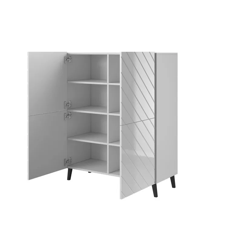 Plauktu sistēma cama meble ABETO 100.5 x 40 x 121.5 cm balta/spīdīgi balta, grīdas pie sienas skapis