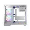PC korpuss MODECOM Volcano Panorama Midi Tower balts — micro ATX, rūdīts stikls, ARGB, USB-C, atbalsta GPU līdz 400 mm