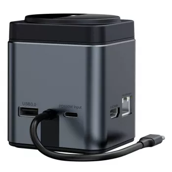 Docking stacija BlitzWolf BW-TH17 9-in-1 ar 15W lādētāju — USB-C, HDMI, PD porti
