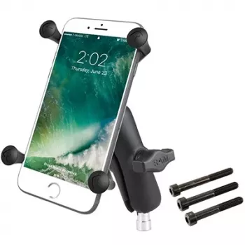 RAM Mounts X-Grip Lielā telefona turētājs motocikla stūrei, skava melna