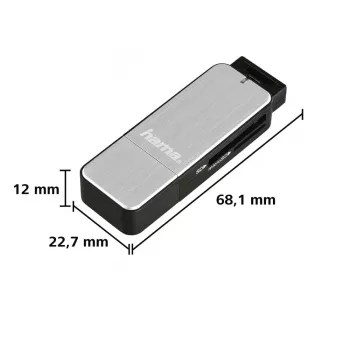 Hama 123900 karšu lasītājs USB 3.2 Gen 1 (3.1 Gen 1) Melns, Sudrabs