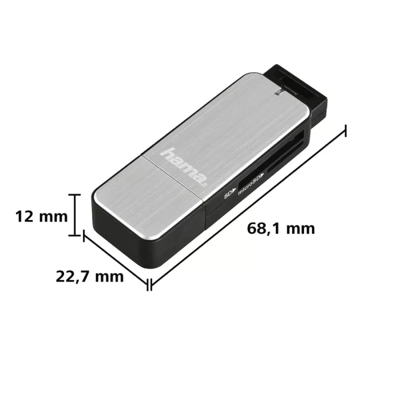 Hama 123900 karšu lasītājs USB 3.2 Gen 1 (3.1 Gen 1) Melns, Sudrabs