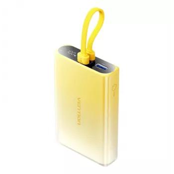 Vention 10000mAh ārējais akumulators ar LED displeju, USB-C + Lightning + USB-A, 22,5W (dzeltens)