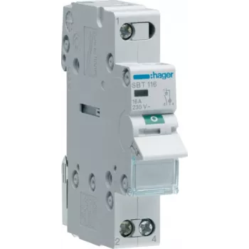 Slēdzis Hager SBT116 1P, 440 V, 50–60 Hz, pelēks, 17.5 mm