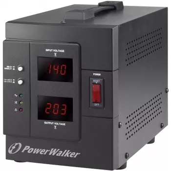 PowerWalker AVR 2000 SIV FR sprieguma regulators, 2 AC kontaktligzdas, 110 - 280 V, melns