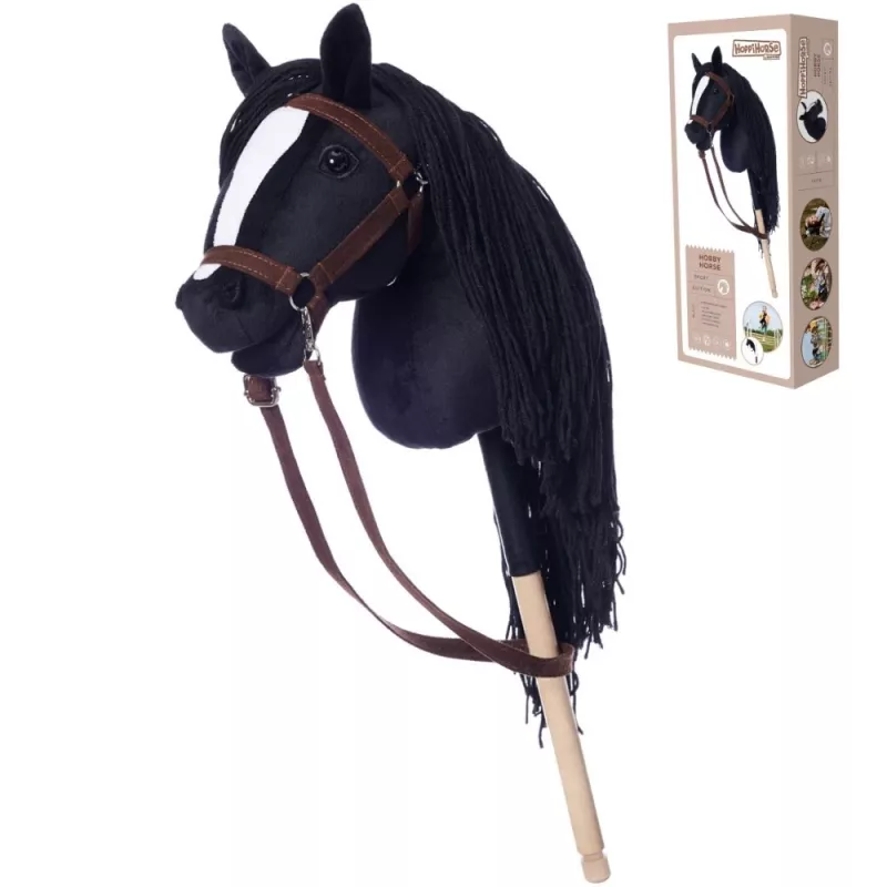 Zirgs uz kociņa HOPPIHORSE Hobby Horse A3 melns