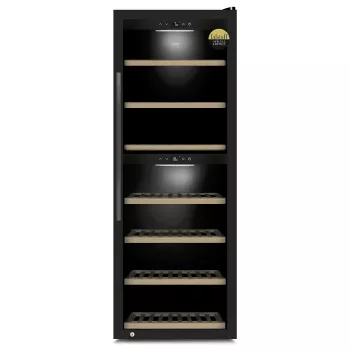 Caso WineExclusive 126 Vīna dzesētājs, 126 pudeles, Kompresors, Melns