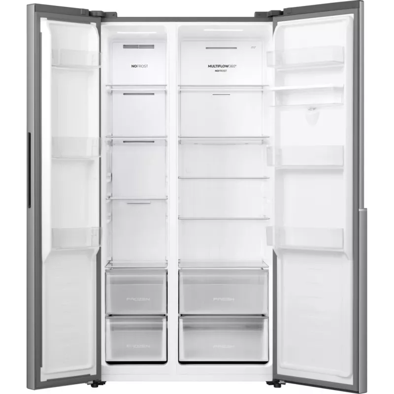 Gorenje HZF55082 NRS917E41XWD G400 Brīvstāvošs Amerikāņu stila ledusskapis, Pelēks, 2 durvis, Skārienvadība, LED