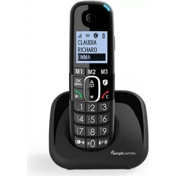 amplicomms BigTel 1500 DECT telefons ar zvanītāja identifikāciju, melns (ATL1423327)