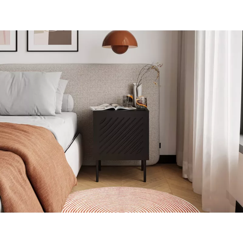 Naktsgaldiņu komplekts Cama Meble SIENA 2 gab., 44,5×40×59 cm, melns matēts, MDF un skaidu plātne