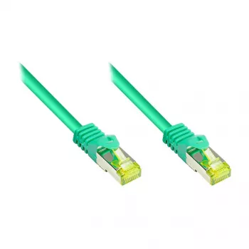 RJ45 Patch Kabelis ar Cat.7 neapstrādātu kabeli un fiksatora aizsardzību (RNS®), S/FTP, PiMF, bez halogēna, 600MHz, OFC, Zaļš, 0,5m, Good Connections® (8070R-005G)