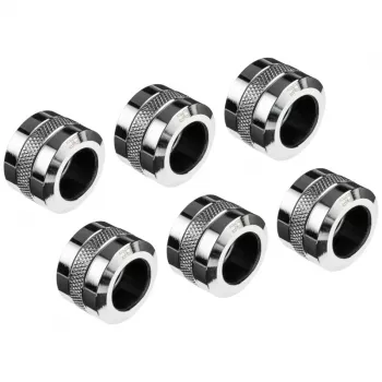 Alphacool Eiszapfen Pro Savienotājs 16mm Cietās Caurules G1/4, 6 komplekts - hroms