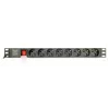 Strāvas sadalītājs GEMBIRD EG-PDU-014-C14, 8 AC kontaktligzdas, C14 ieeja, 3 m kabelis, 1U, 3680 W, 10 A, alumīnijs, melns