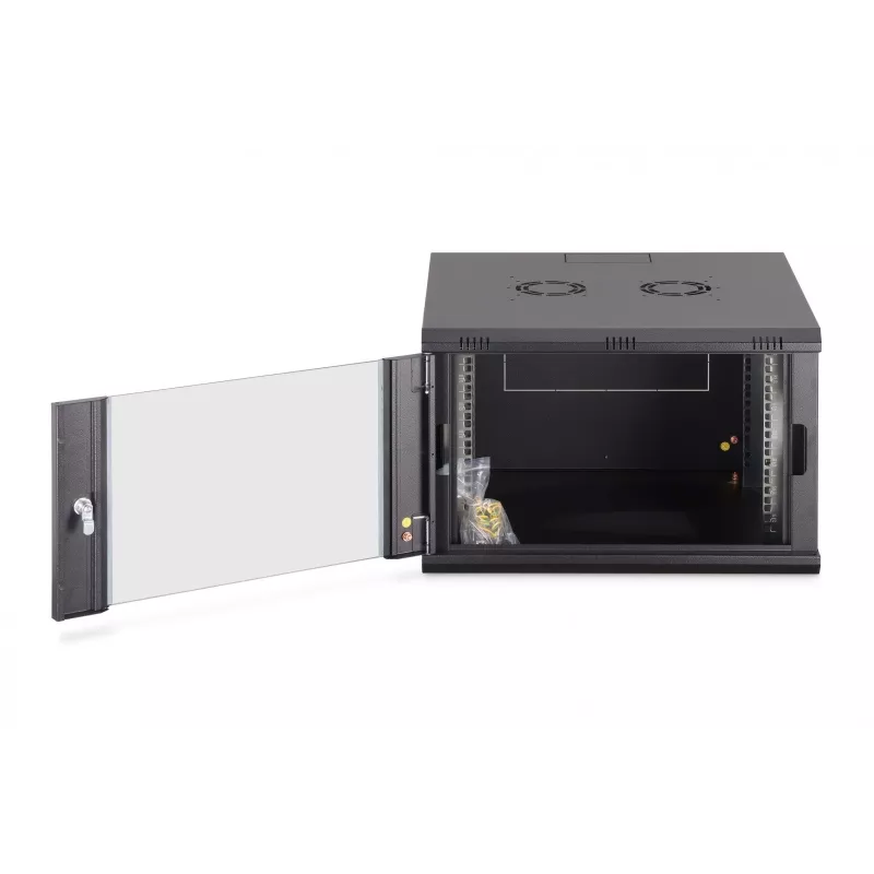 Sienas 19 collu skapis DIGITUS Dynamic-N DN-37103 — 7U, 600x600 mm, IP20, neizjaukts, melns