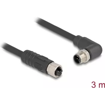 DeLOCK sensora/izpildmehānisma kabelis 3 m RST M12 Melns 80530
