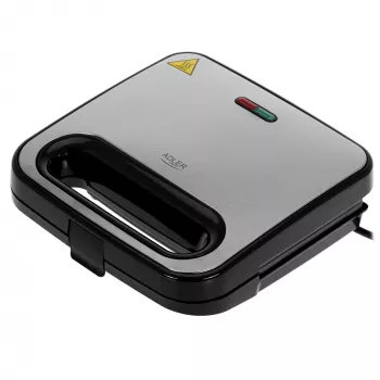 Sviestmaižu preses Adler AD 3076 — 1000 W kompakts galda modelis, melns/sudrabs