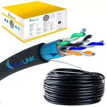 Tīkla kabelis Extralink Twisted pair CAT5E FTP Outdoor 305m Melns