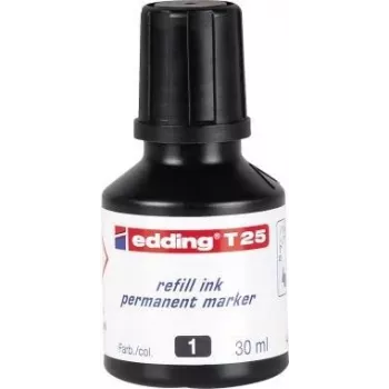 Marķiera uzpilde Edding T25 melna 30 ml saderīga ar Edding No.1/21/22/25/400/500/550/800/850/3000/3300