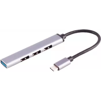 ShiverPeaks 13-50002 USB-C centrmezgls — 4× USB-A 3.0 plāns adapteris USB-C portiem