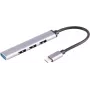 ShiverPeaks 13-50002 USB-C centrmezgls — 4× USB-A 3.0 plāns adapteris USB-C portiem