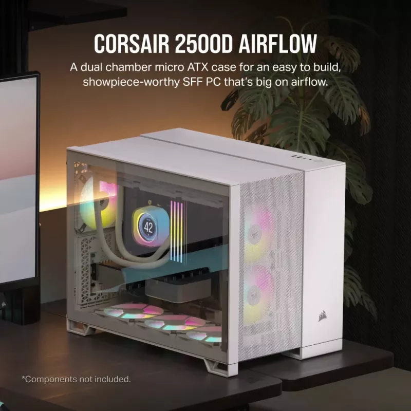 Corsair 2500D AIRFLOW Micro ATX Divkameru PC korpuss – Balts CC-9011264-WW