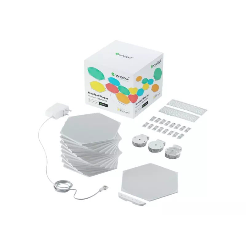 Nanoleaf NL42-6002HX-15PK LED sešstūra paneļu gaisma, RGB, 15 komplektā, tīkla barošana